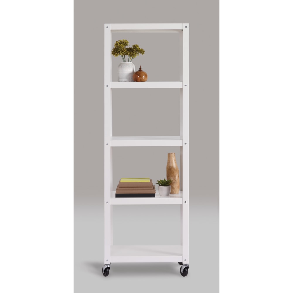 Porch Den Leigh Industrial Modern Mobile 5 Shelf Bookcase Cart