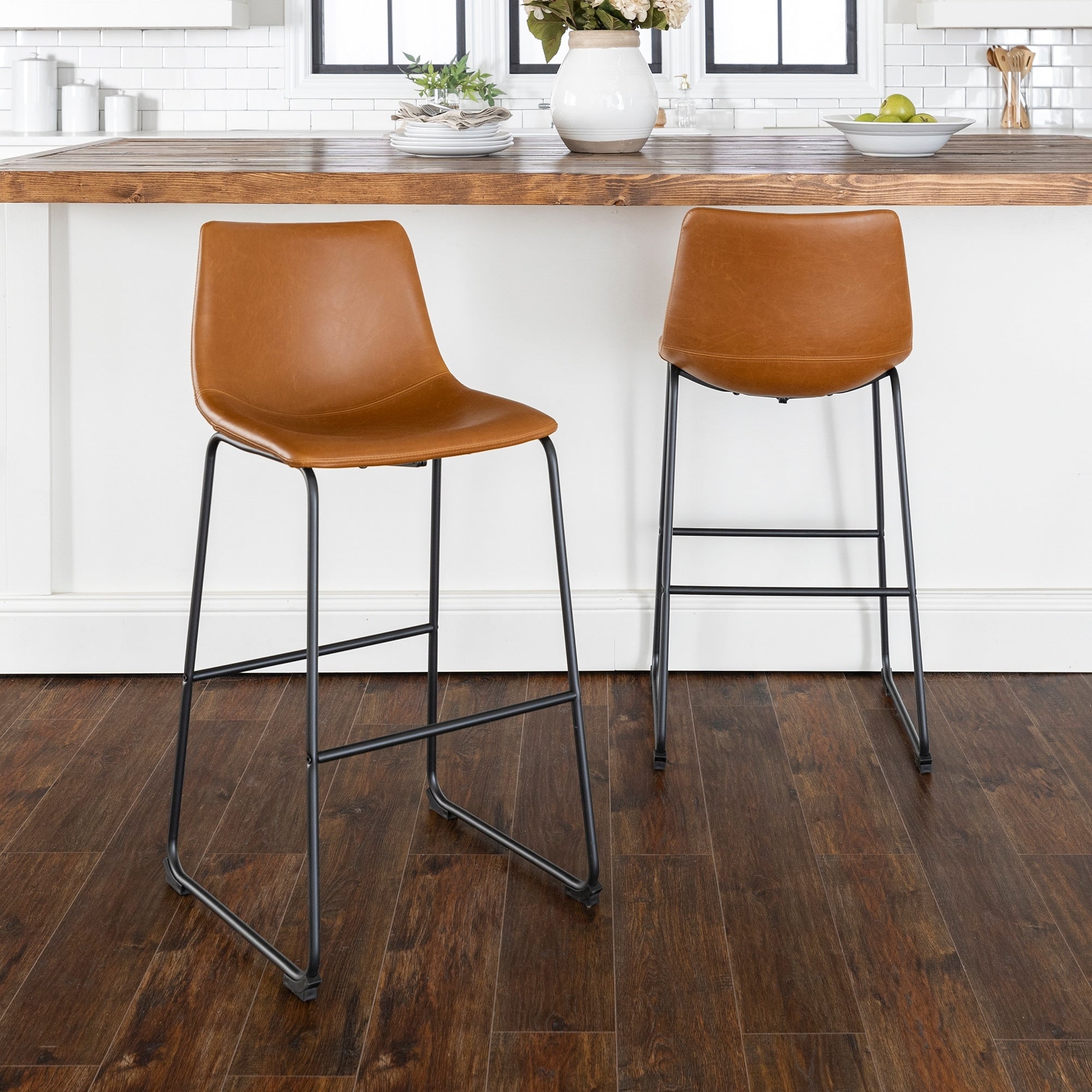 29 Faux Leather Bar Stool Set Of 2 18 X 22 X 40H