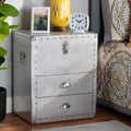 Carbon Loft Rameses French Industrial Silver Metal 2 Drawer Accent Storage Chest