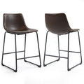 Carbon Loft Richard Faux Leather And Iron Counter Stool Set Of 2