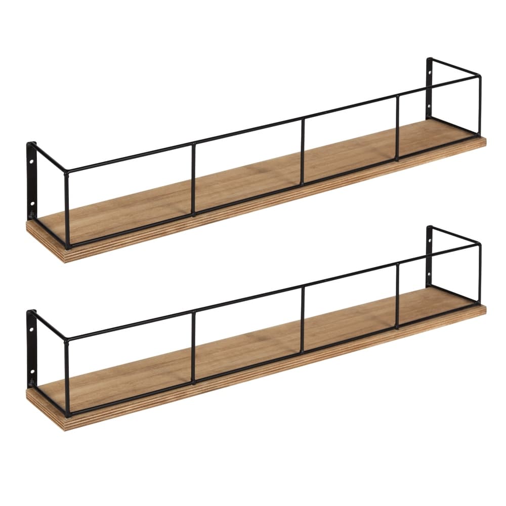 Carbon Loft Richter 2 Pack Wood And Metal Floating Wall Shelves