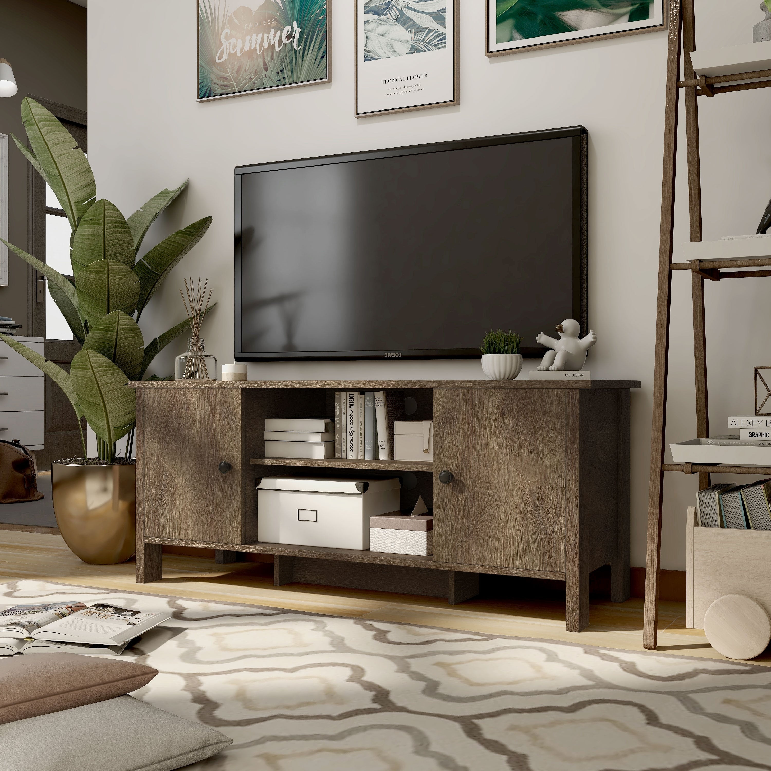 Carbon Loft Rogan Distressed Walnut Tv Stand