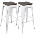Carbon Loft Samira 30 Inch Industrial Barstool With Vintage White Frame And Espresso Wood