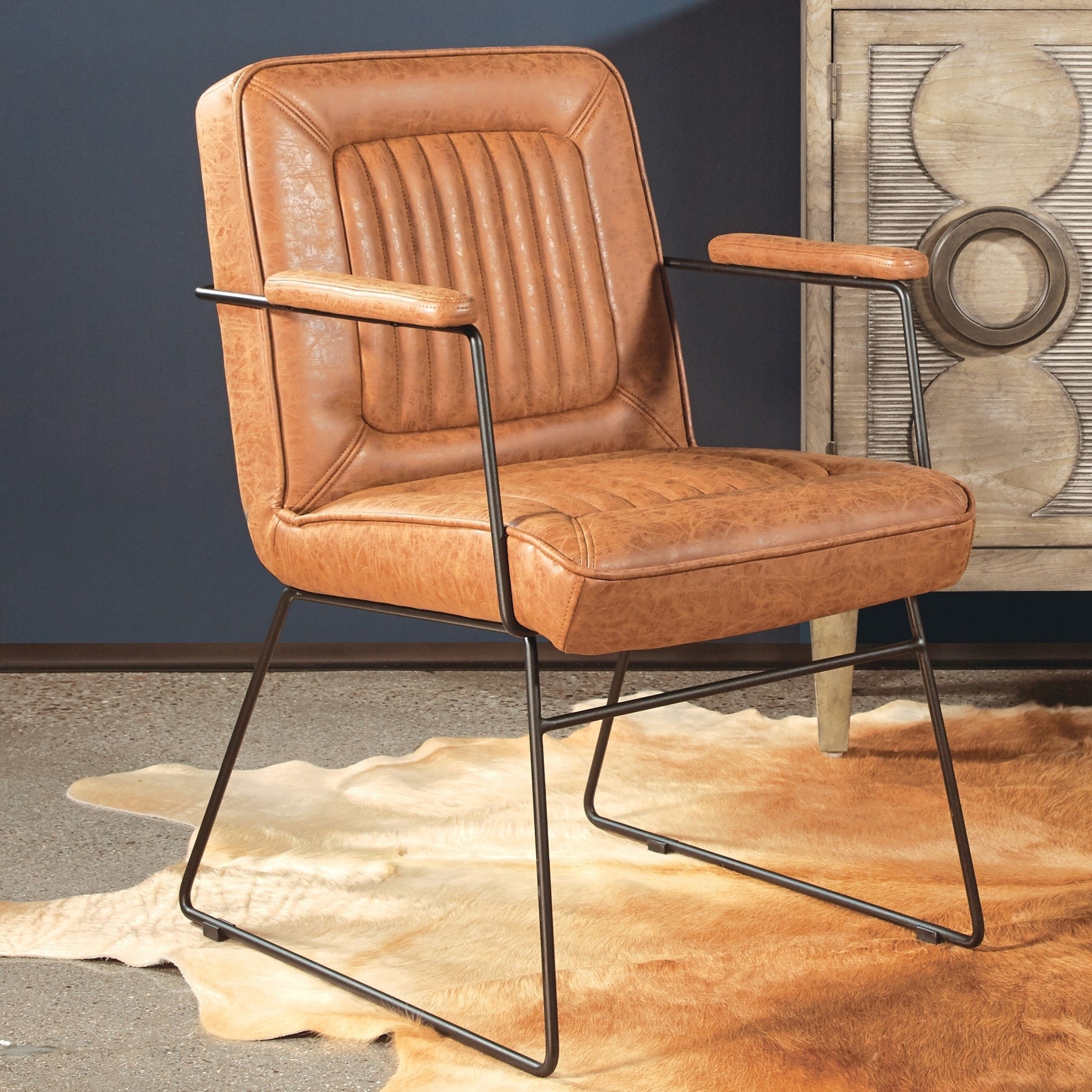 Carbon Loft Teigen Faux Leather Chair With Sled Base