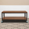 Lancaster Home Brown Oak Finish Laminate Tv Stand With Casters