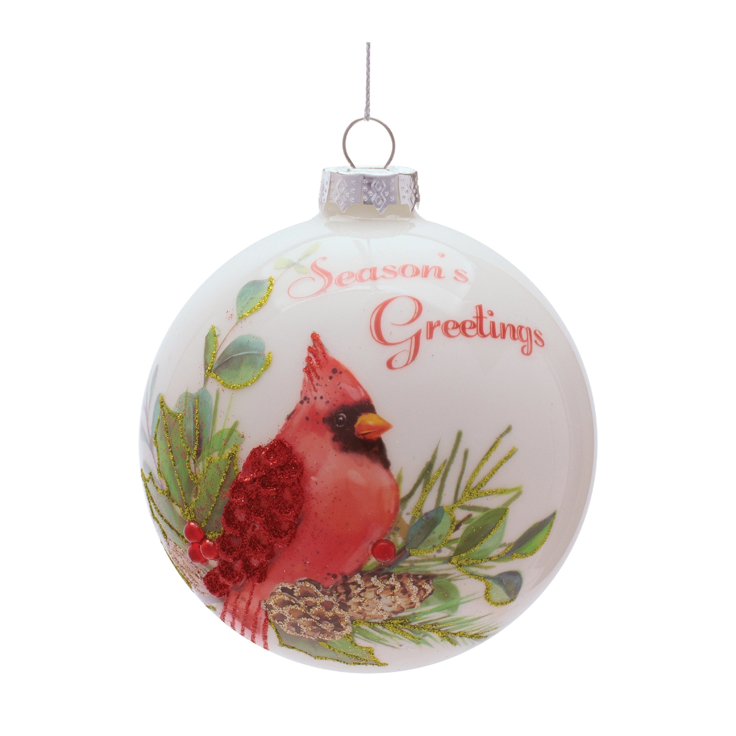 Cardinal Ball Ornament Set Of 6 4 D Glass