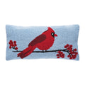 Cardinal Berry Branch Hooked Pillow