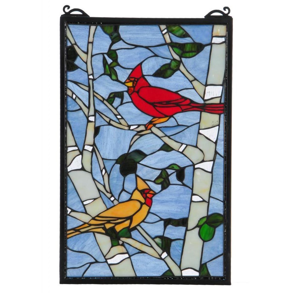 Cardinal Morning Stained Glass Window Panel