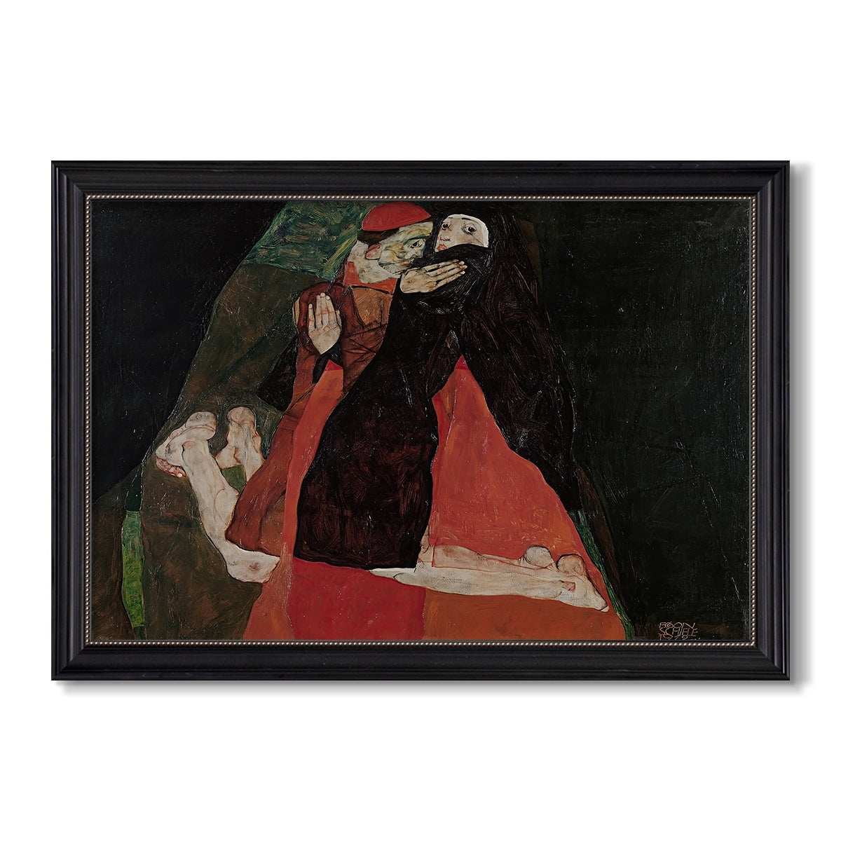 Cardinal And Nun 1912 Egon Schiele Custom Framed Canvas