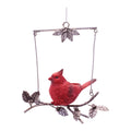 Cardinal On Branch Ornament Set Of 4 7 H Resin Metal