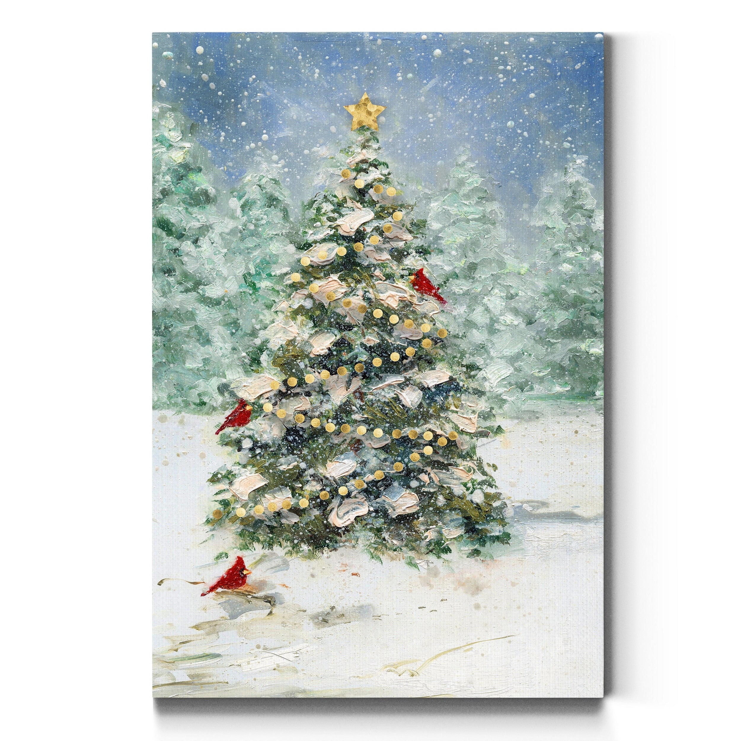 Cardinals And Christmas Premium Gallery Wrapped Canvas Ready To Hang