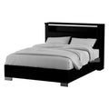 Cari Queen Size Bed Led Bookcase Headboard Black And Chrome