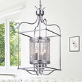 Warehouse Of Tiffany Cariana Brushed Silver Metal And Clear Crystal 60 Watt 4 Light 13 Inch Rectangular Pendant Light