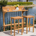 Caribbean Outdoor 3 Piece Acacia Wood Balcony Bar Set By Christopher Knight Home
