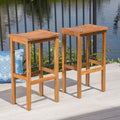 Caribbean Outdoor 30 Inch Acacia Wood Barstool Set Of 2 By Christopher Knight Home