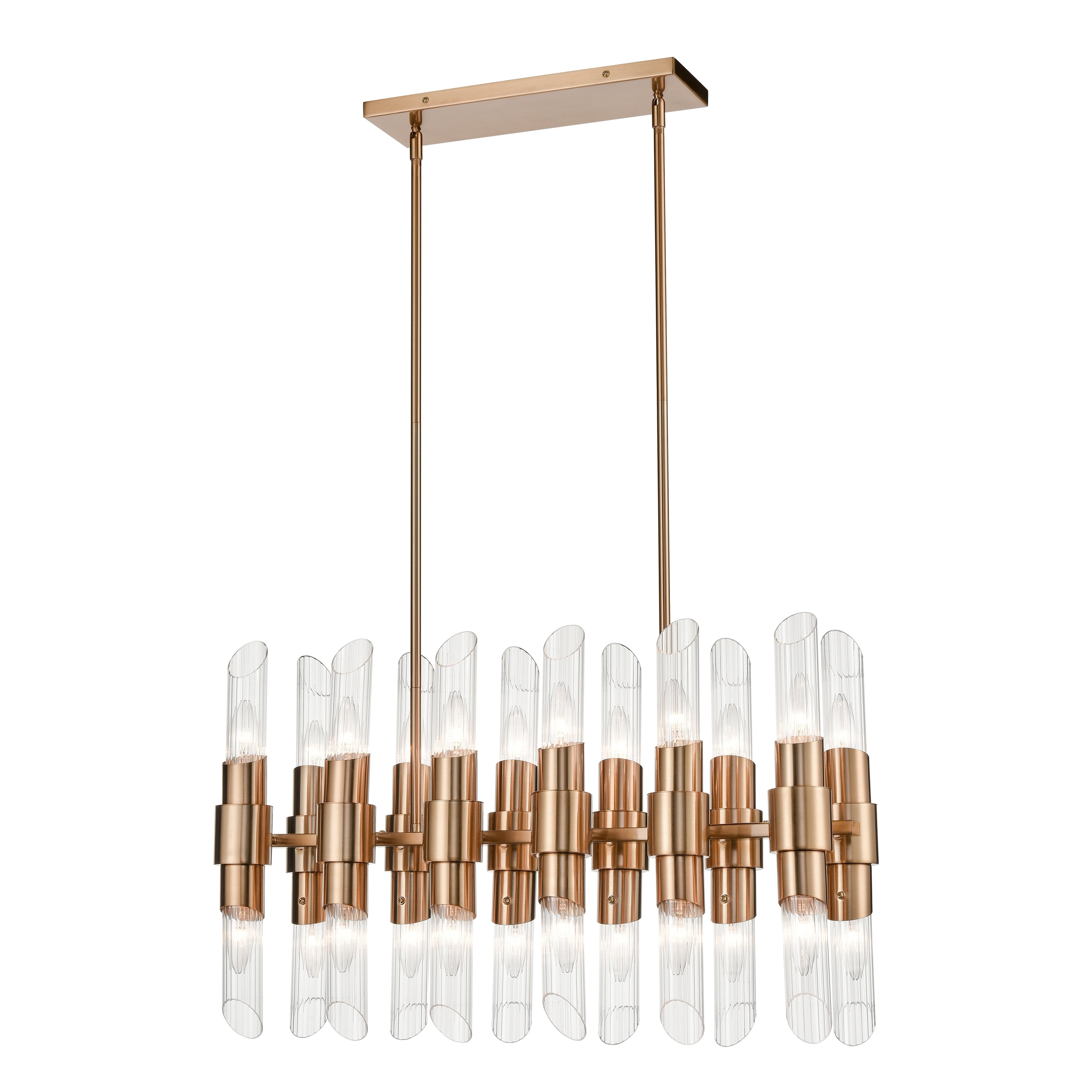 Carisbrooke 28.75 Inch Wide 24 Light Linear Chandelier In Burnished Brass 28.75In W X 9In D X 17.25In H