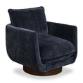 Poly Bark Carla 360 Degree Chenille Velvet Swivel Lounge Chair With Walnut Base