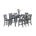 Carla 7Pc Counter Height Dining Table And 6 Chairs Set Gray Wood
