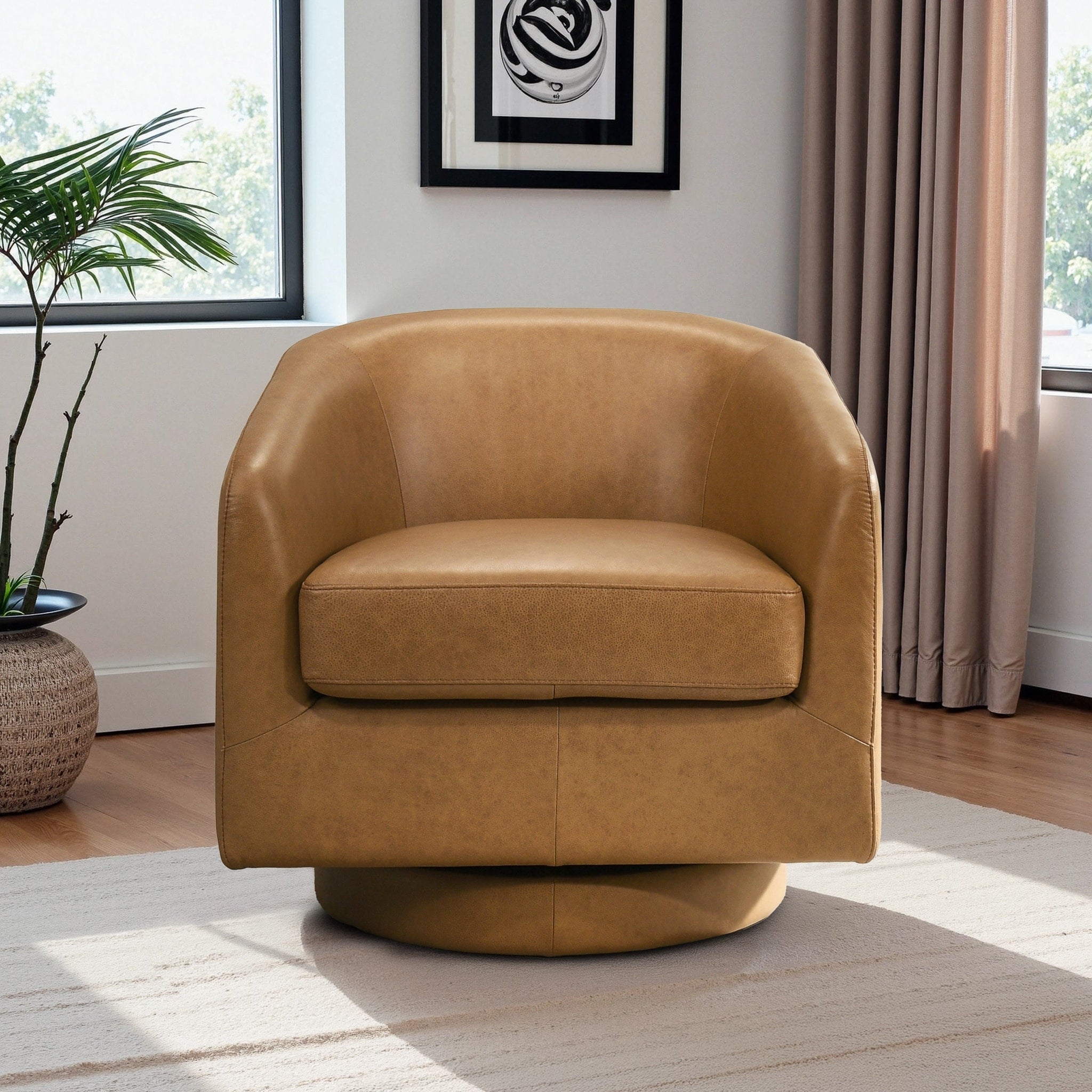 Carlisle Elegant 360 Degree Swivel Chair With Premium Top Grain Leather Finish