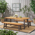 Carlisle Rustic Metal 3 Piece Outdoor Dining Set By Christopher Knight Home