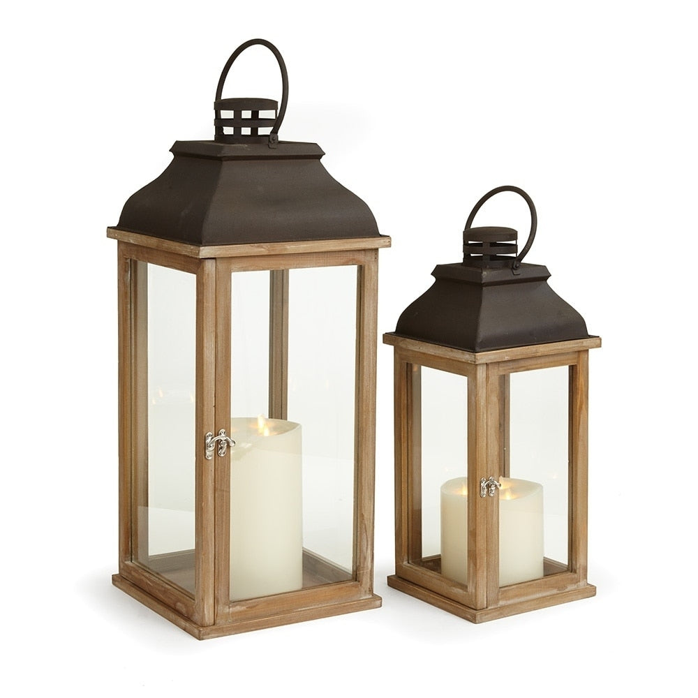 Carmel Lanterns Set Of 2 Natural Wood