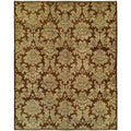 Carol Hicks Bolton Floral Hand Knotted Brown Ivory Green Wool Cotton Indoor Area Rug