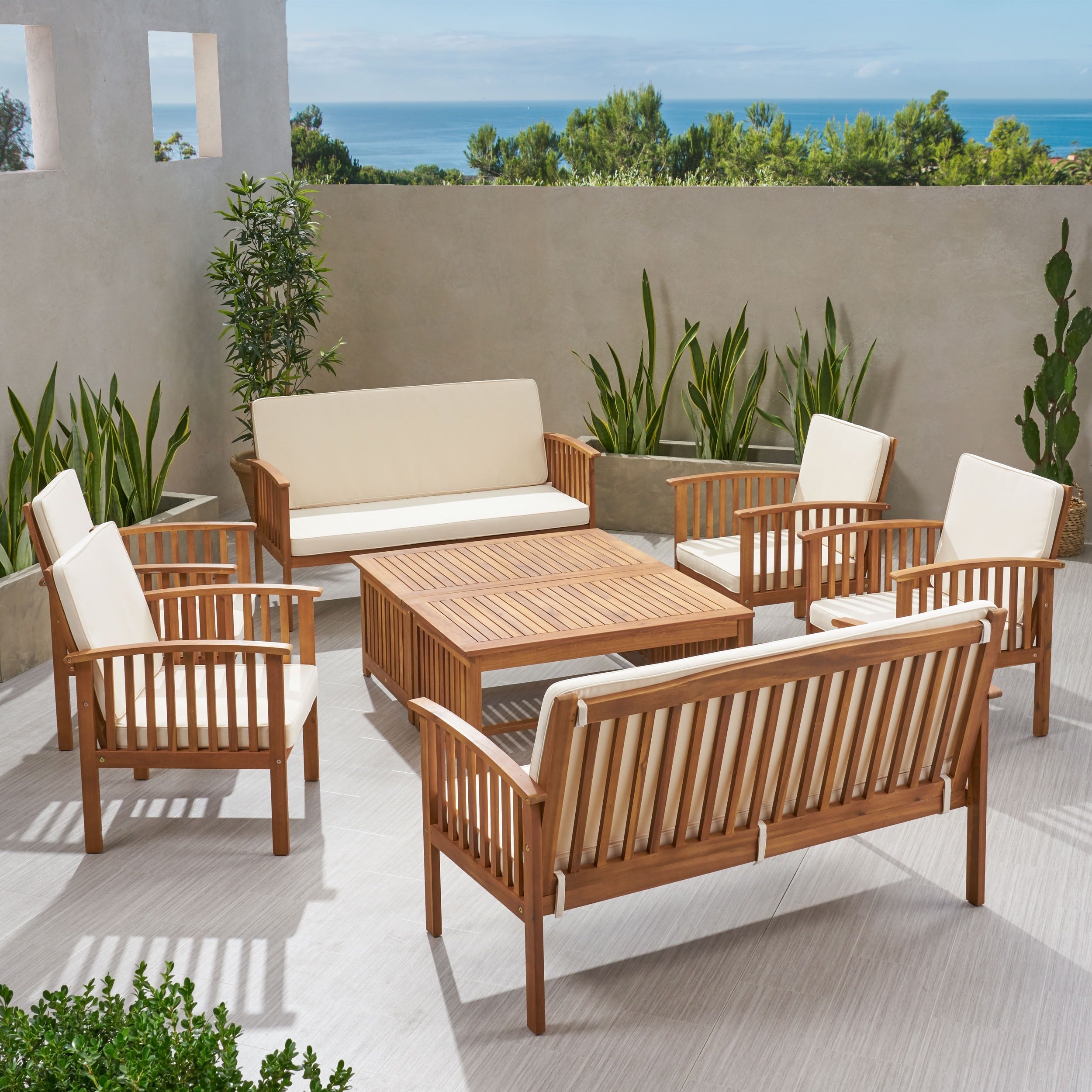 Carolina Acacia 8 Piece Outdoor Sofa Set By Christopher Knight Home