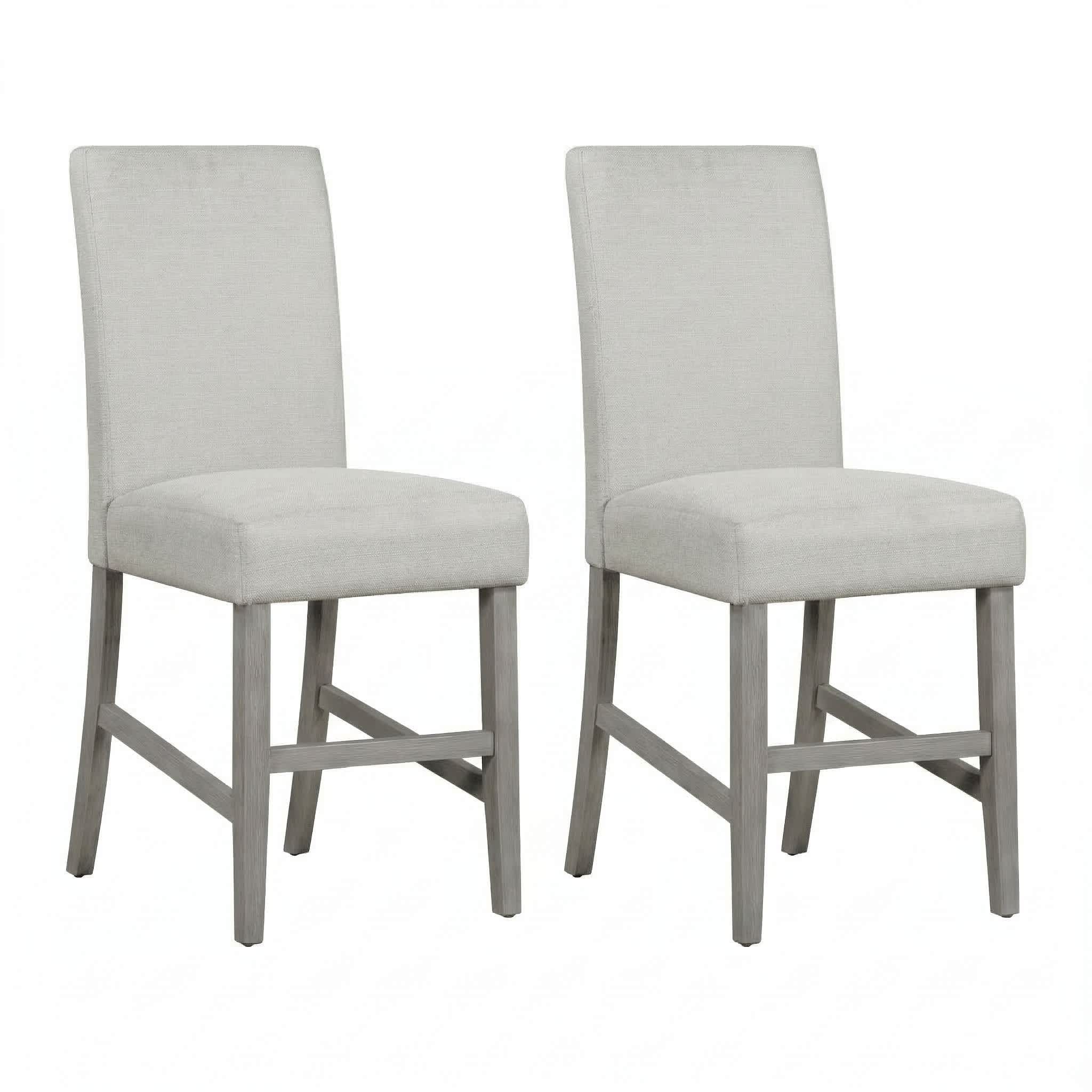 Carolina Chair Table Bar Stool With Grey Upholstery And Brushed Acacia Wood Frame Set Of 2
