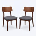 Carolina Chair Table Set Of 2 Solid Blackwood Dining Chairs With Gray Upholstered Seats Natural Finish