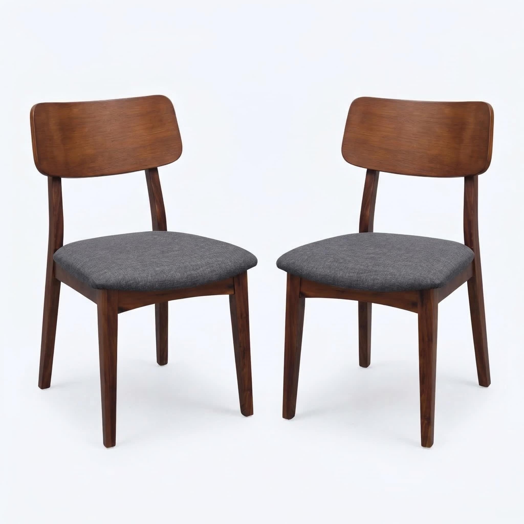 Carolina Chair Table Set Of 2 Solid Blackwood Dining Chairs With Gray Upholstered Seats Natural Finish
