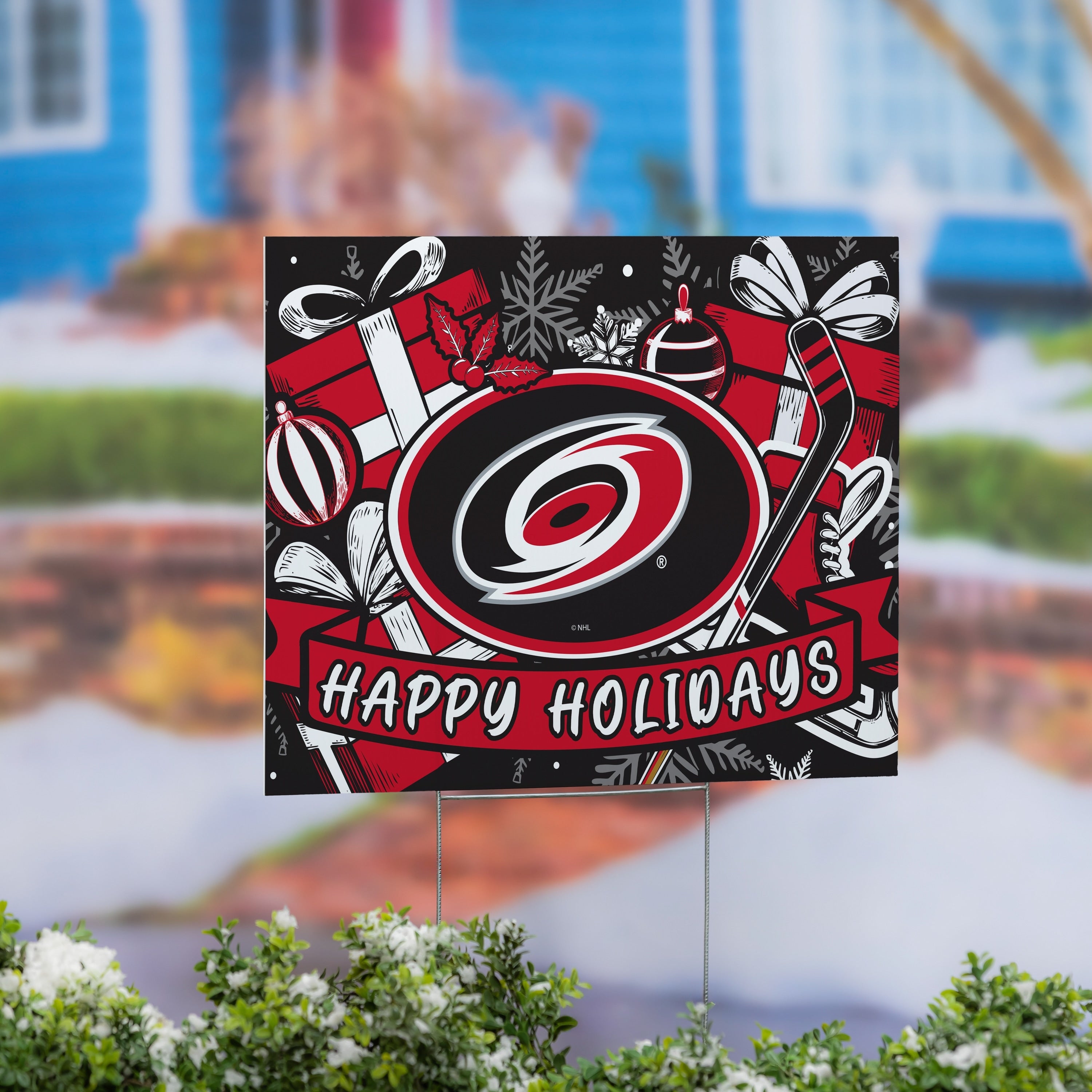 Carolina Hurricanes Yard Sign Happy Holidays 24 X 18