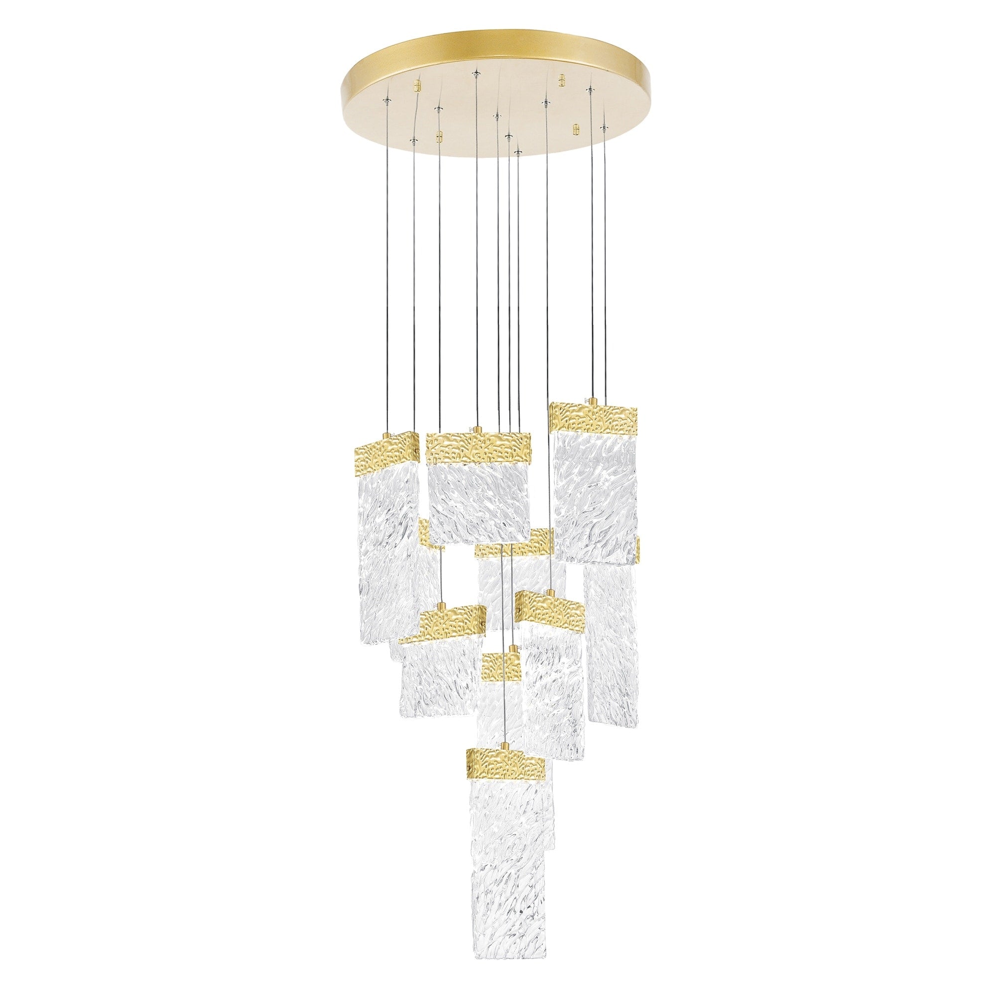 Carolina Led Chandelier With Gold Leaf Finish Gold Leaf