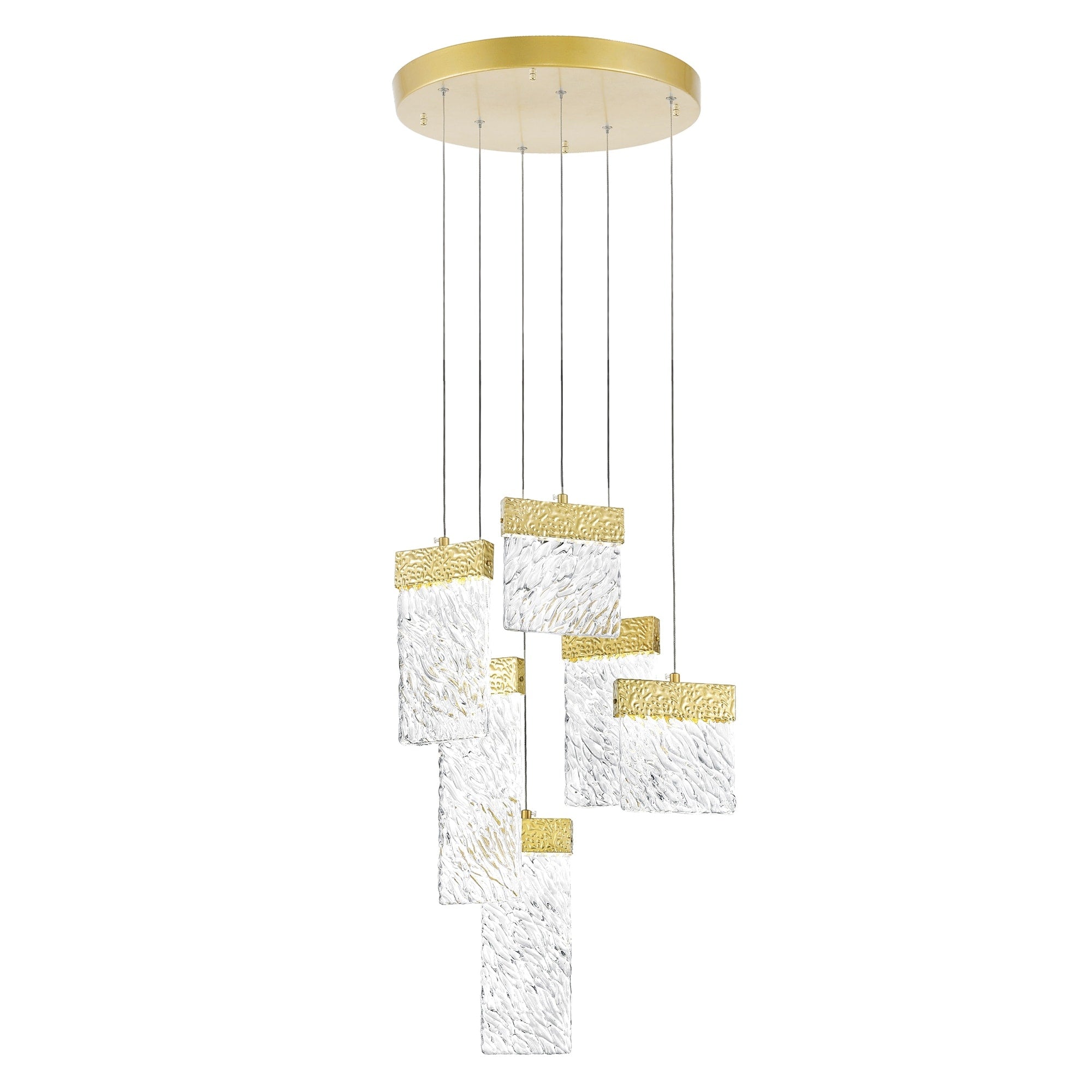 Carolina Led Chandelier With Gold Leaf Finish Gold Leaf