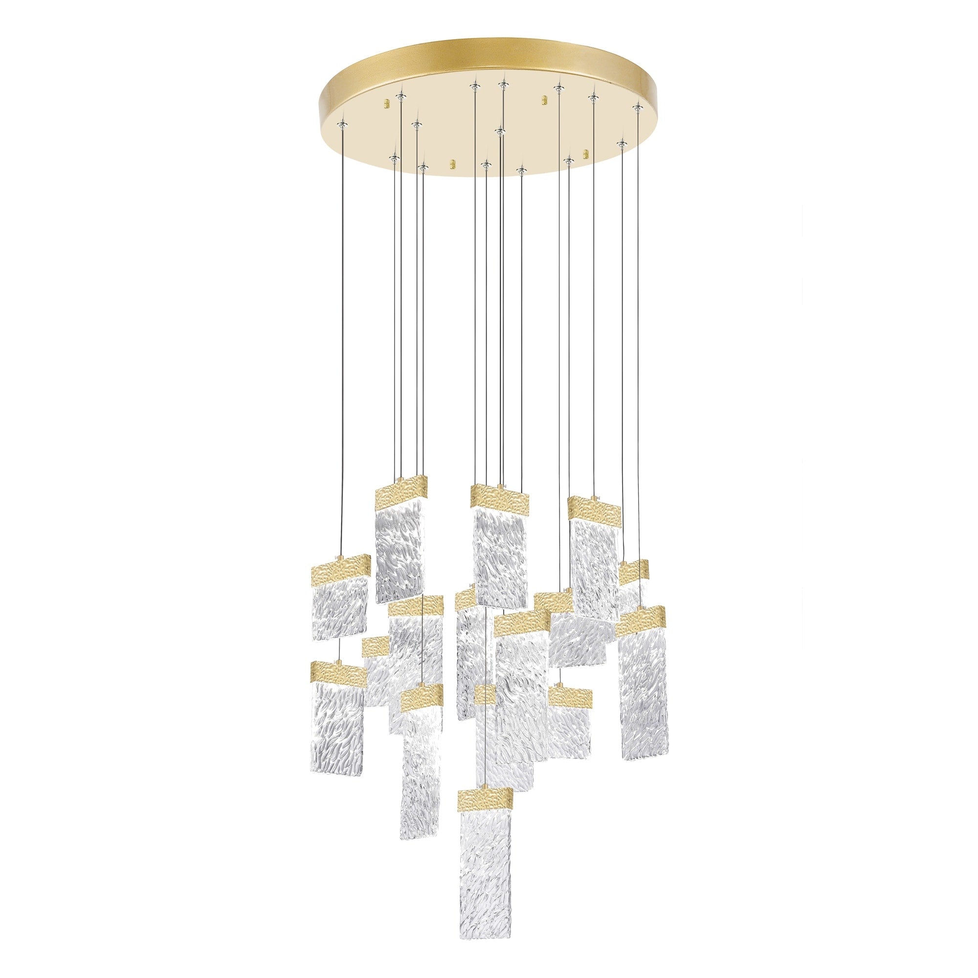 Carolina Led Chandelier With Gold Leaf Finish Gold Leaf