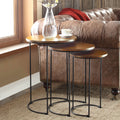 Carbon Loft Lamarr Metal And Wood Brown Round Nesting Table Set
