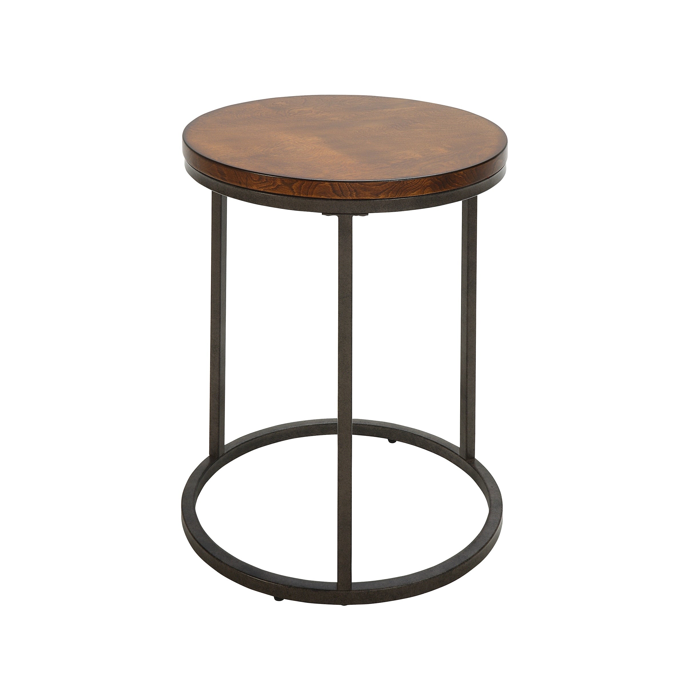 Britta 18 Inch Round Thick Top Chestnut Accent Table