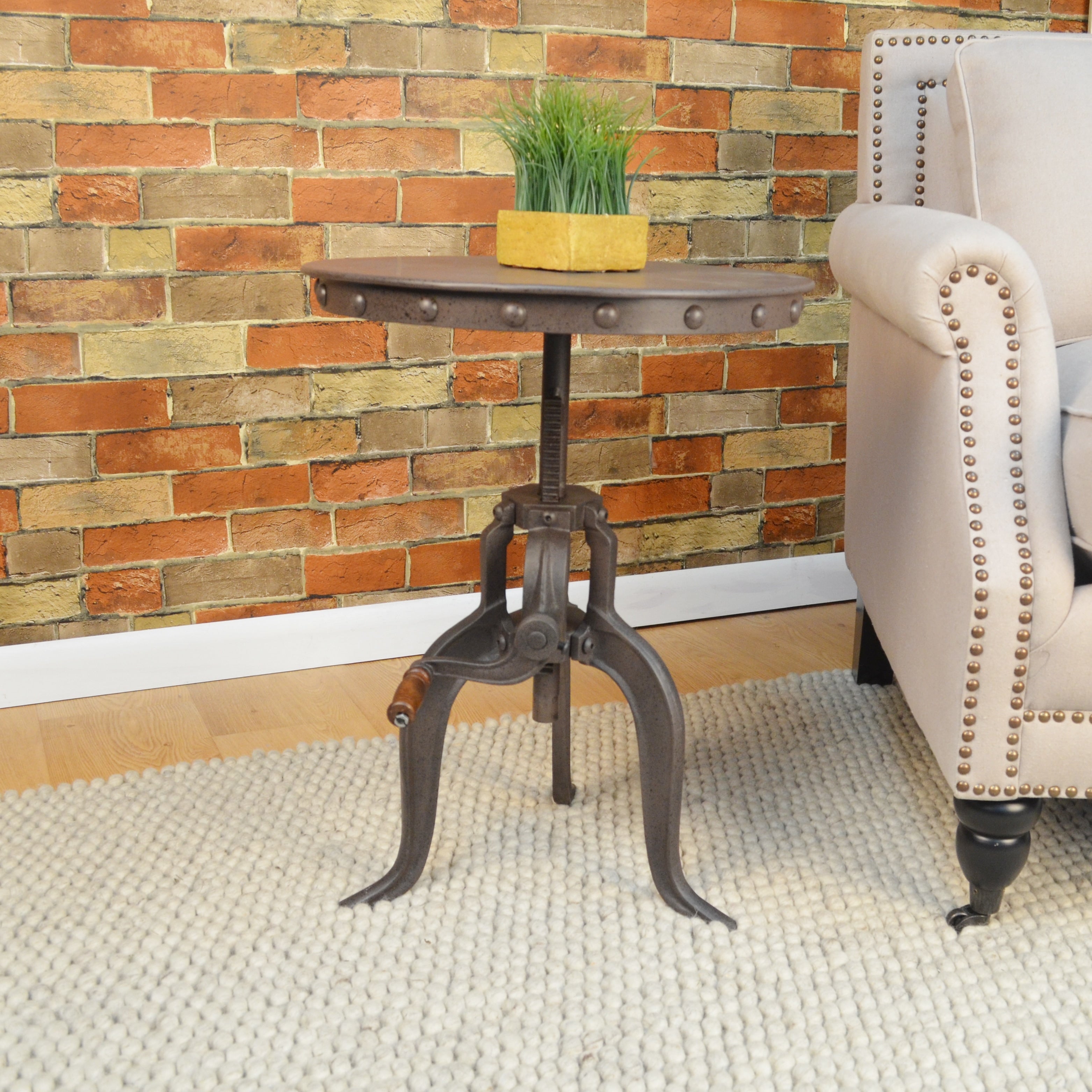 Carbon Loft Baird Cast Iron Metal Adjustable Crank Accent Table
