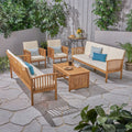 Carolina Outdoor 5 Piece Acacia Wood Sofa Conversational Set By Christopher Knight Home