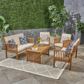 Carolina Outdoor 5 Piece Acacia Wood Sofa Set By Christopher Knight Home