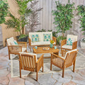 Carolina Outdoor 6 Seater Acacia Wood Chat Set By Christopher Knight Home