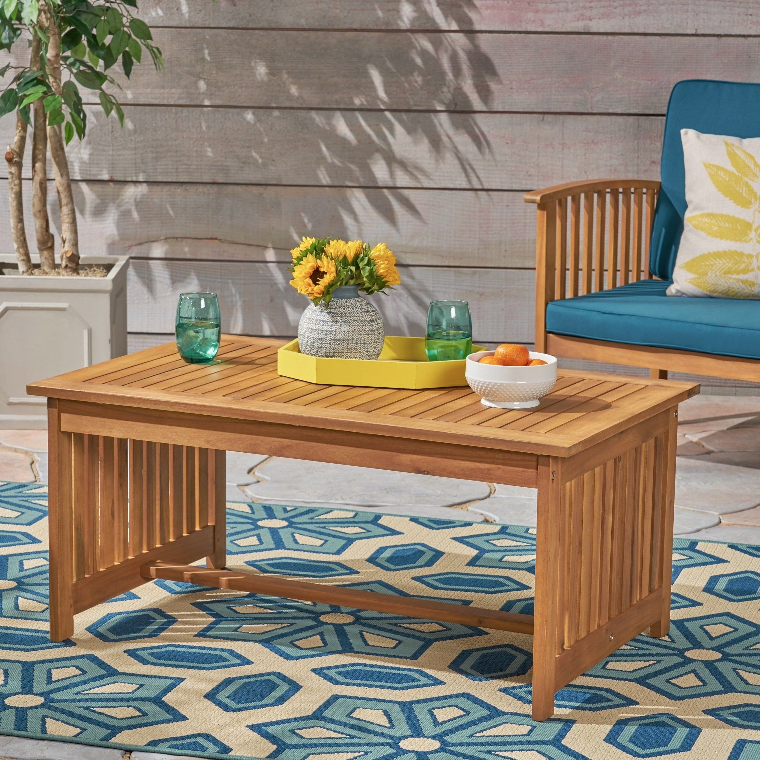 Carolina Outdoor Acacia Wood Coffee Table By Christopher Knight Home