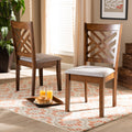 Caron Grey Fabric And Walnut Brown Wood 2 Piece Dining Chair Set