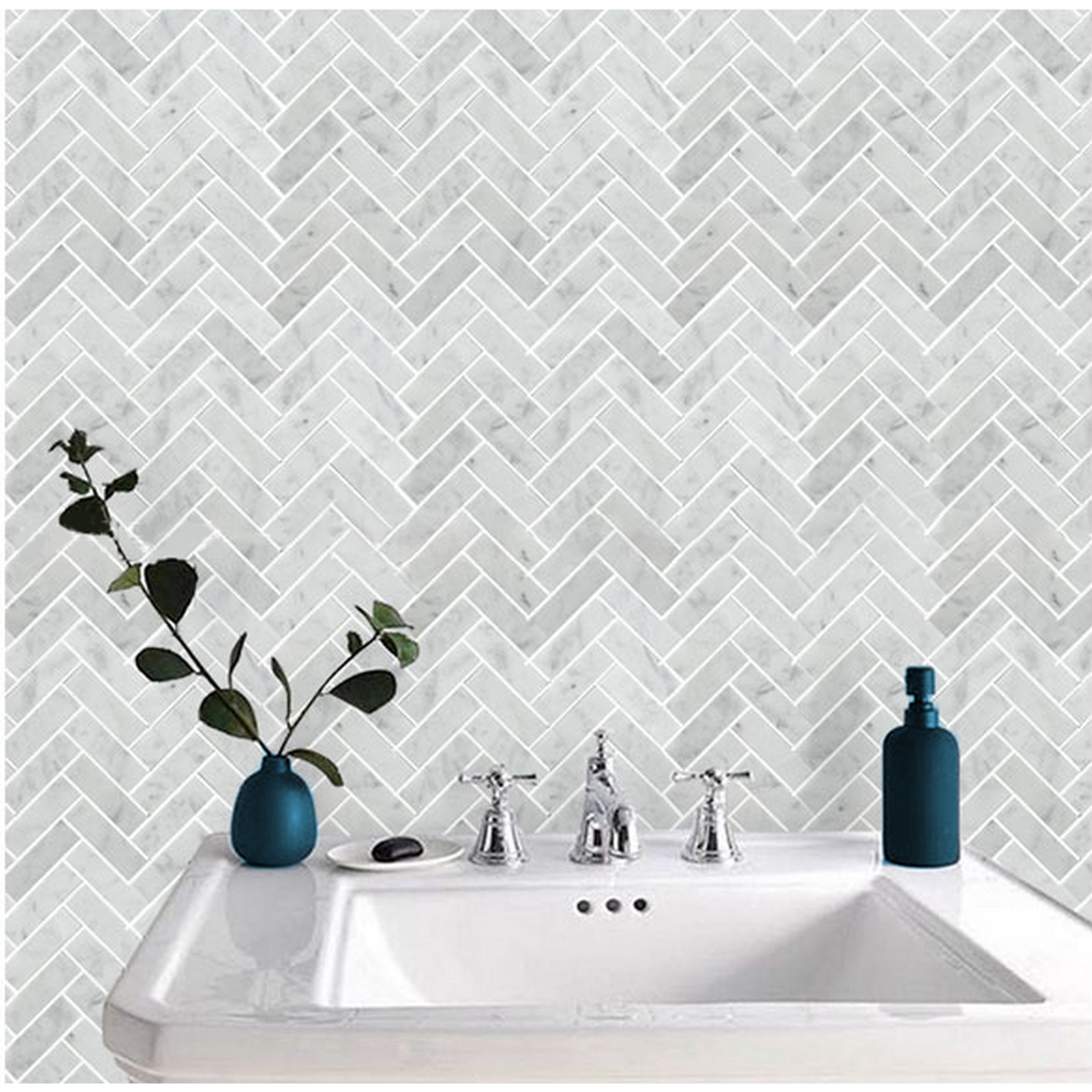 Carrara Marble Mosaic Decorative Backsplash Tile 12 X 12 X 0.38 Pc