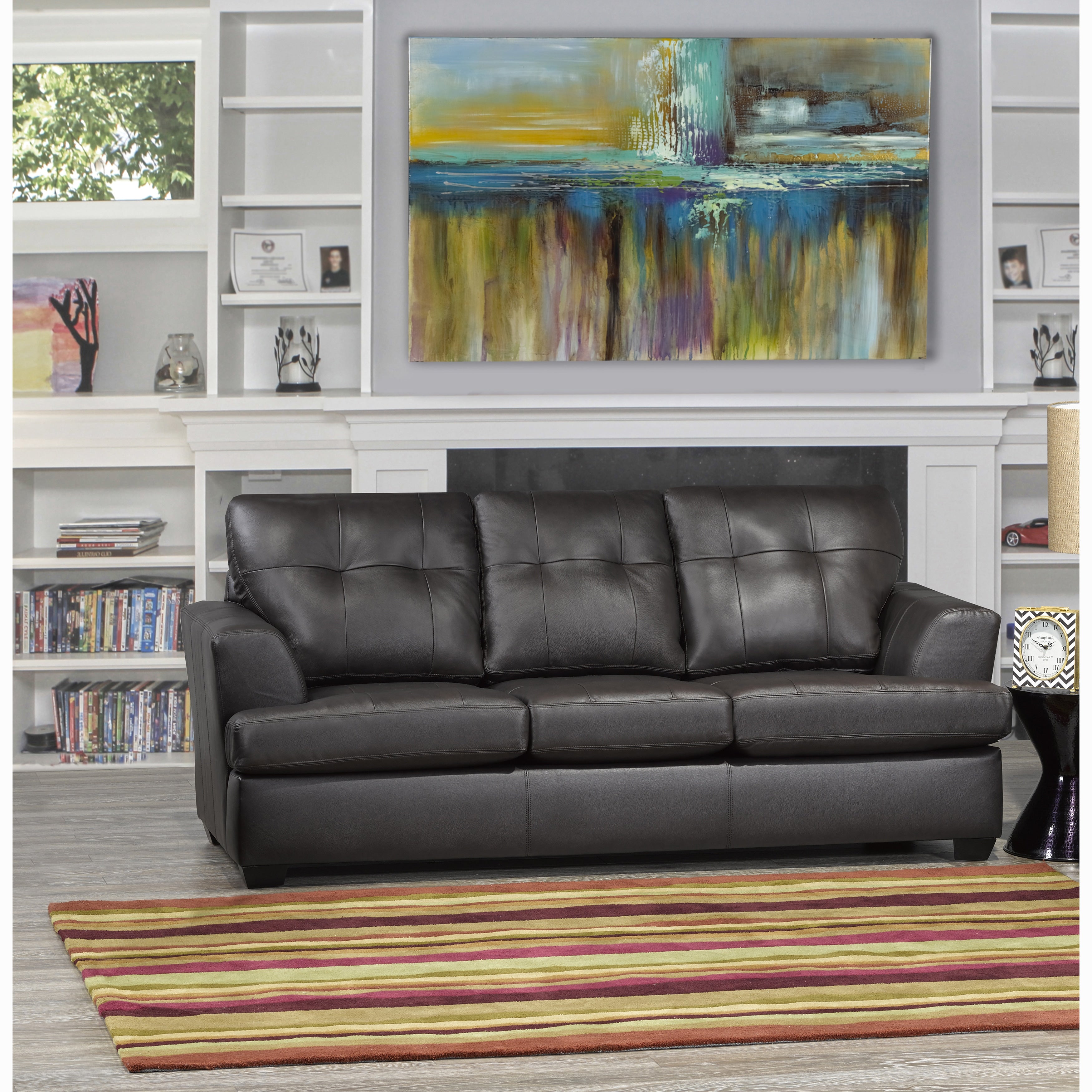 Carrera Premium Brown Top Grain Leather Tufted Sofa