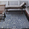Carriage House Medallion Navy Ivory Indoor Outdoor Area Rug 76 X 109