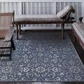Carriage House Morning Glory Gray Ivory Indoor Outdoor Area Rug 76 X 109