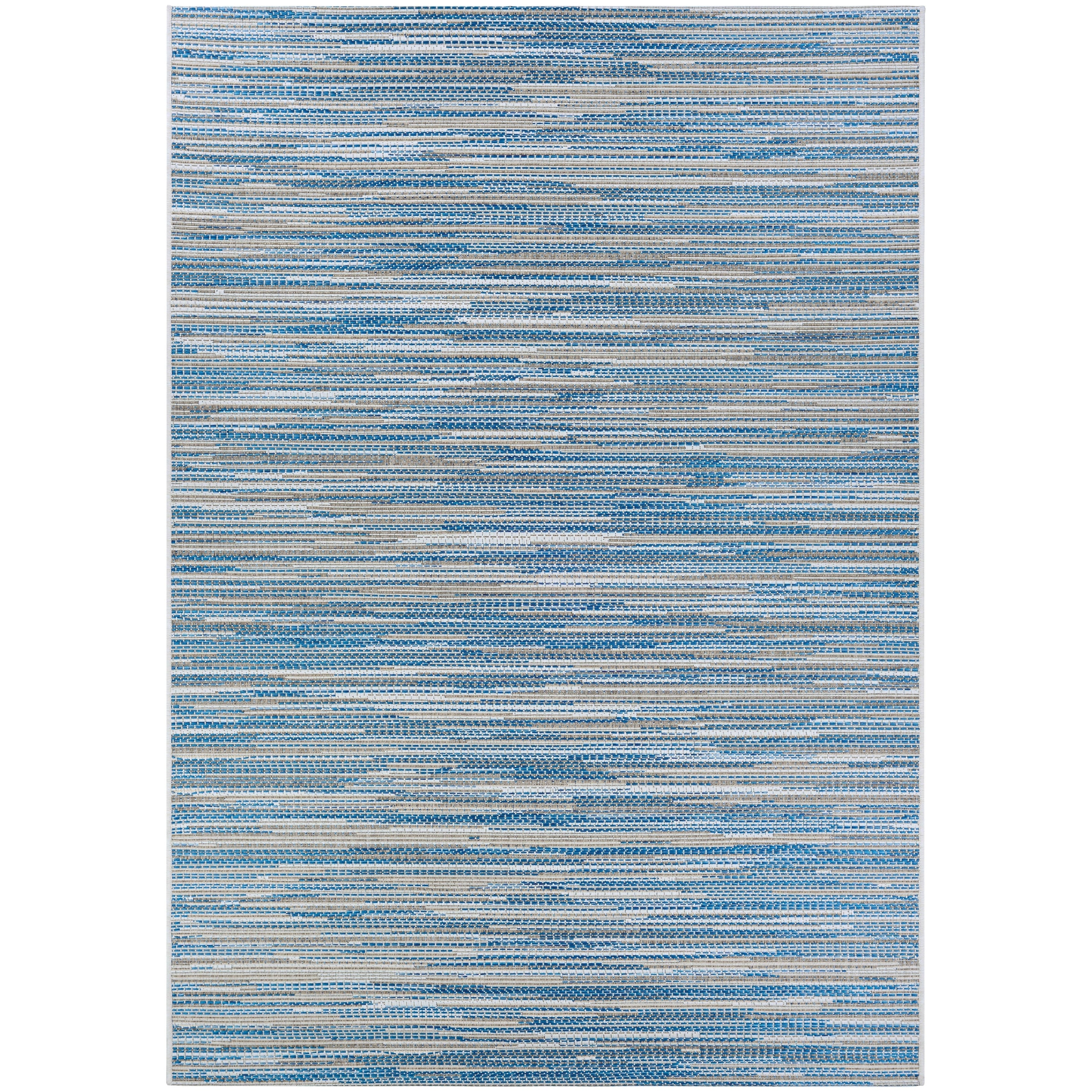 Carriage House Stria Blue Champagne Indoor Outdoor Area Rug 76 X 109
