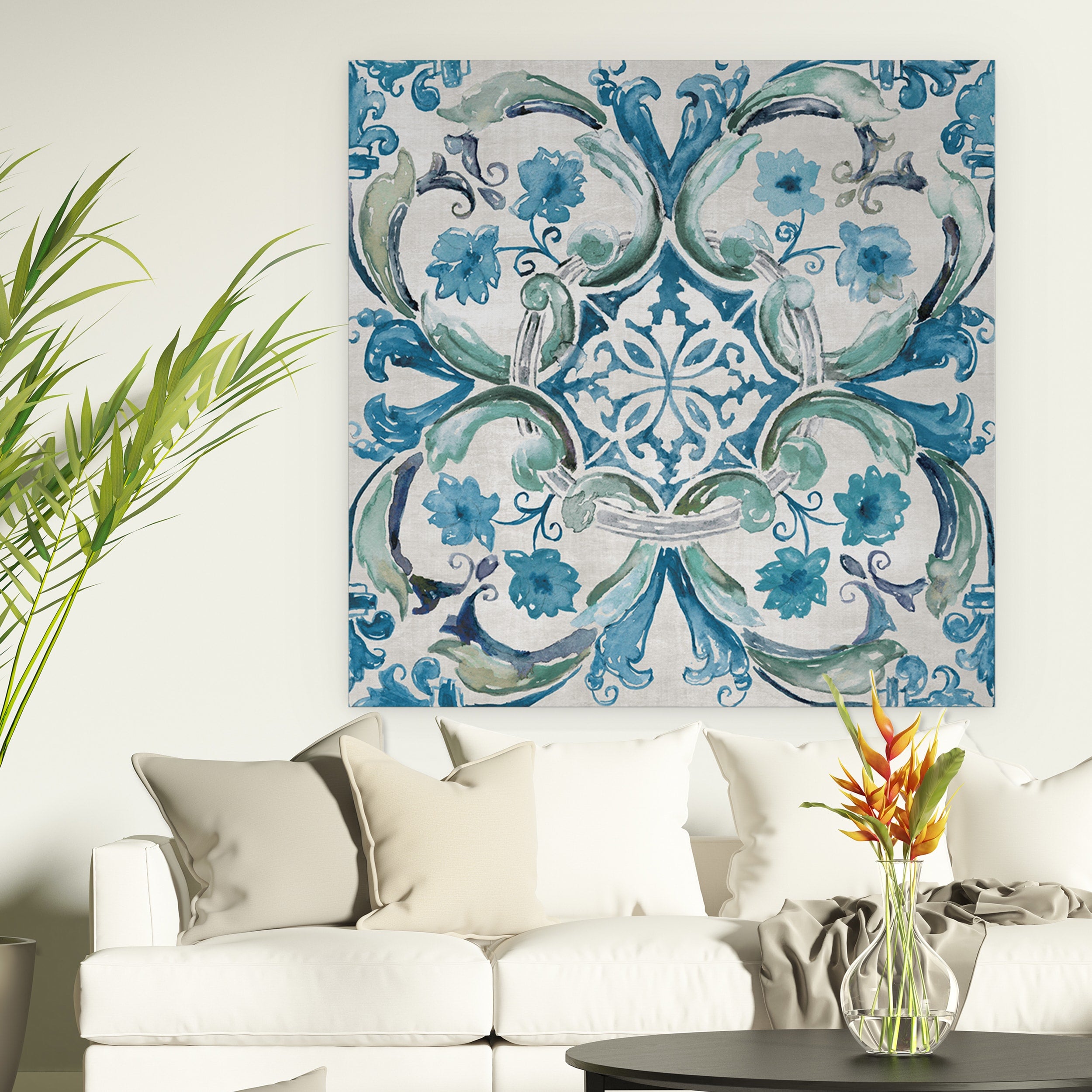 Caribbean Tile I Canvas Premium Gallery Wrapped Canvas Wall Art
