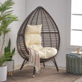 Carriere Outdoor Teardrop Wicker Lounge Chair With Water Resistant Cushion By Christopher Knight Home