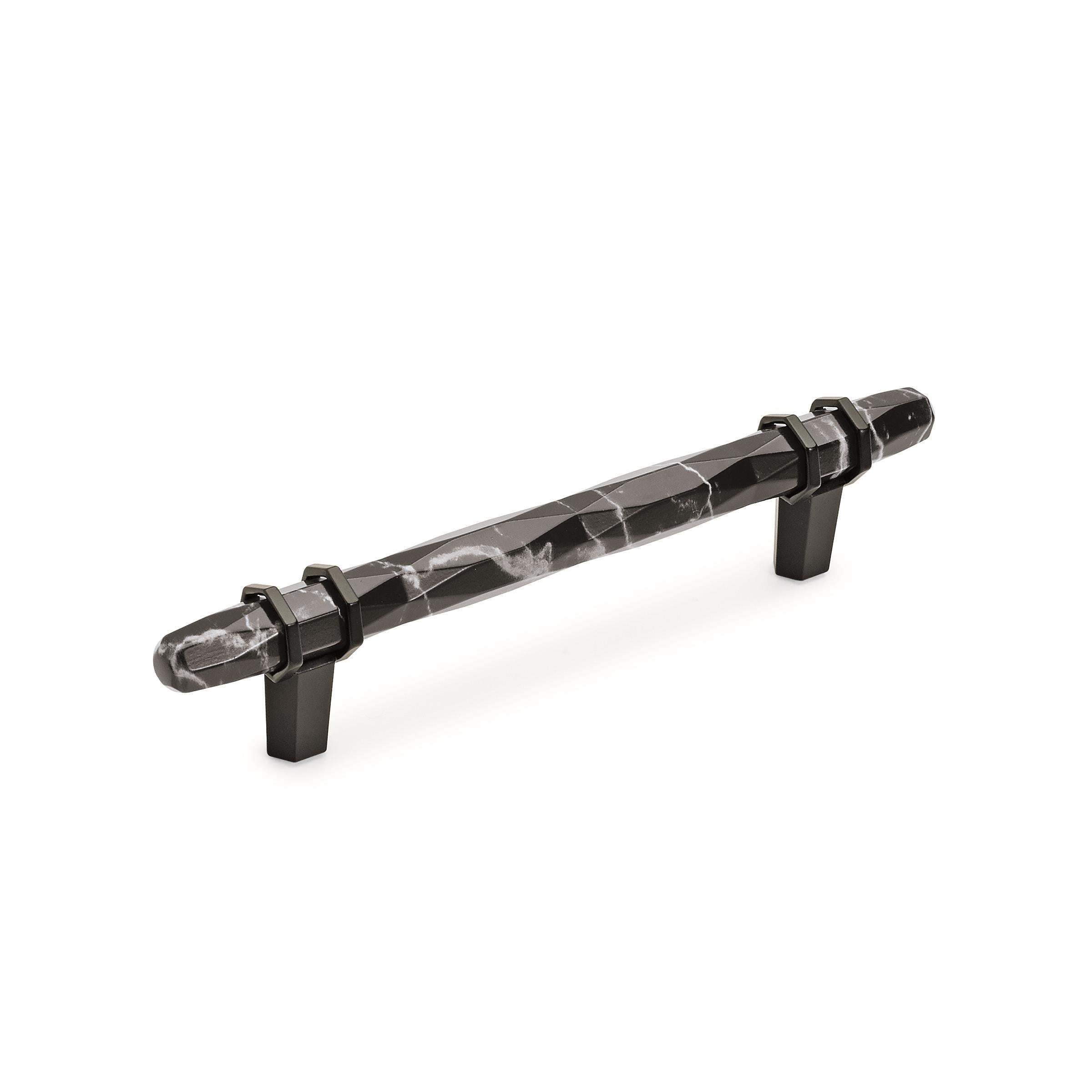 Carrione 5 1 16 In 128 Mm Center To Center Marble Black Black Bronze Cabinet Pull